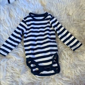 H&M organic navy and blue stripped onesie